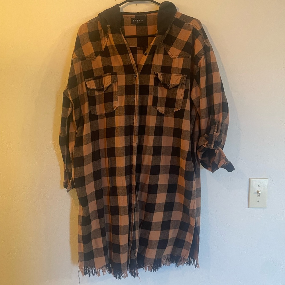 Boho Plaid Long Sleeve Dress or Cover up